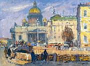 Alexander Nasmyth At the Isaakievskaya Square in Leningrad oil painting artist